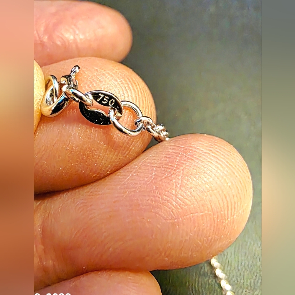 π18k White Gold Rolo Chain - Picture 3 of 3